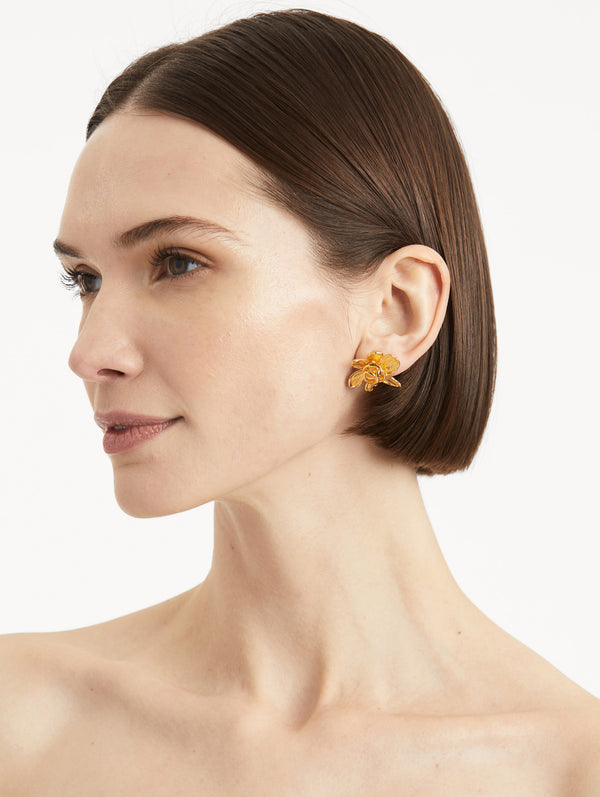 Oscar De La Renta Small O Flower Earrings