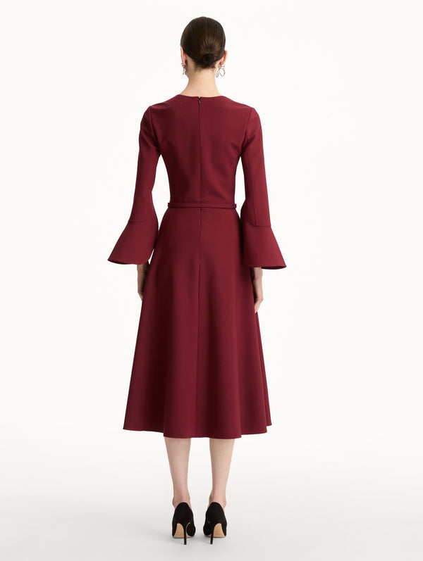 Oscar De La Renta Split Neck Wool Dress