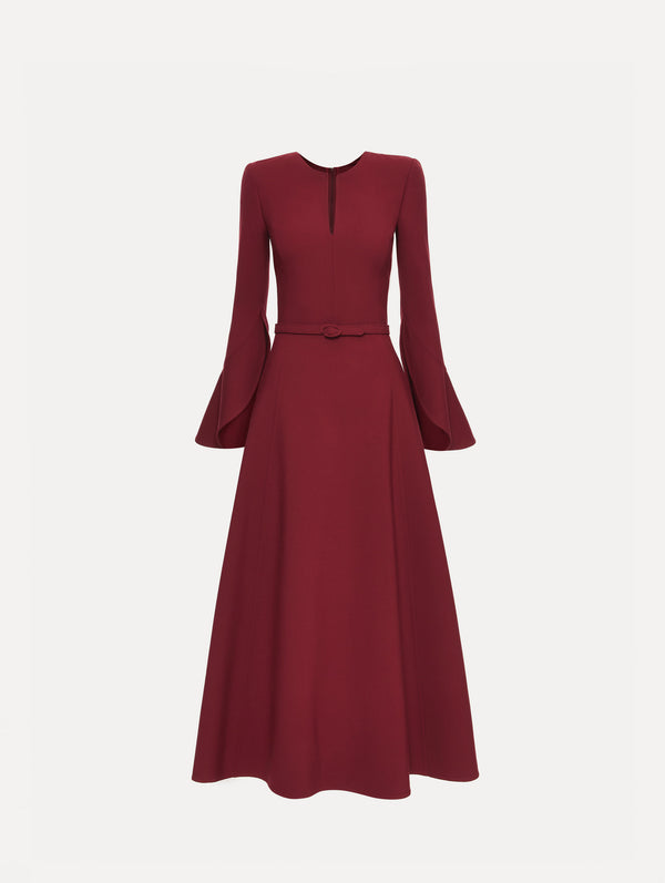 oscar de la renta Split Neck Wool Dress