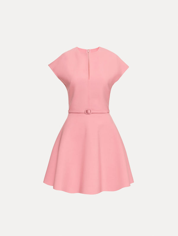 oscar de la renta Split Neck Wool Mini Dress