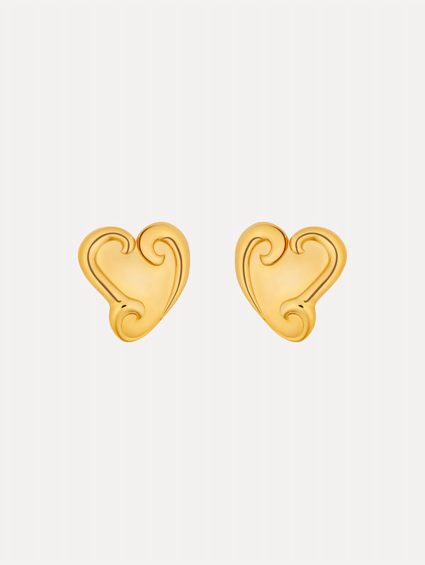 oscar de la renta Swirl Heart Clip-On Earrings
