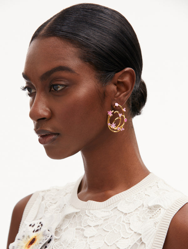 Oscar De La Renta Tangled O Floral Earrings