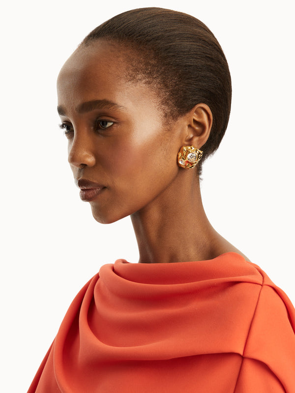 Oscar De La Renta Textured Metal Clip-On Earrings