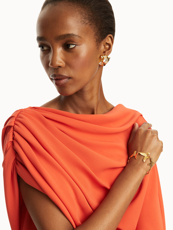 Oscar De La Renta Textured Metal Clip-On Earrings