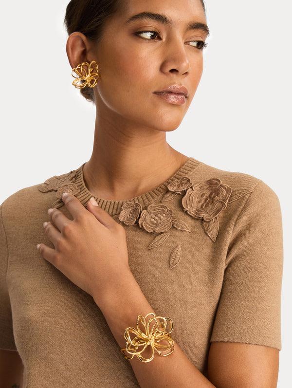 Oscar De La Renta Threaded Flower Bracelet Cuff