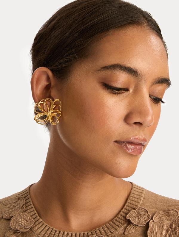 Oscar De La Renta Threaded Flower Earrings