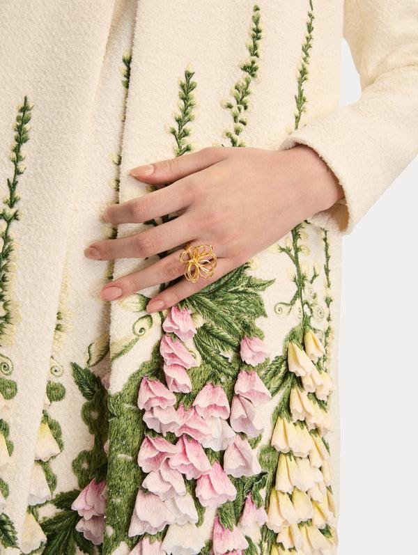 Oscar De La Renta Threaded Flower Ring