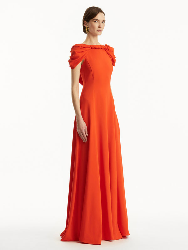 Oscar De La Renta Twist-Detailed Cady Gown