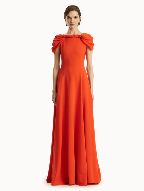 Oscar De La Renta Twist-Detailed Cady Gown