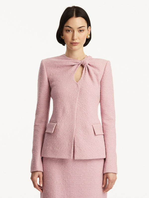 Oscar De La Renta Twist-Detailed Tweed Jacket