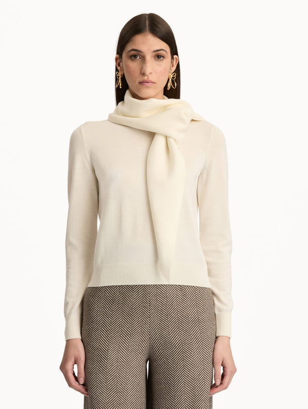 Oscar De La Renta Virgin Wool Pullover With Scarf