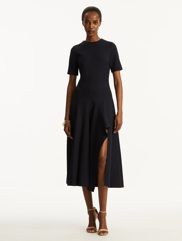 Oscar De La Renta Wave Detail Midi Dress