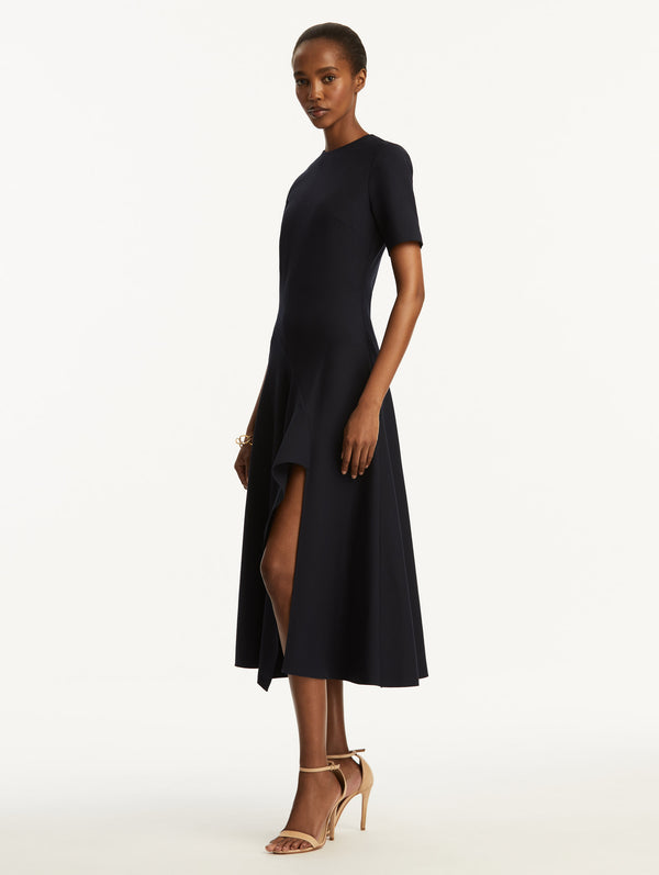 Oscar De La Renta Wave Detail Midi Dress