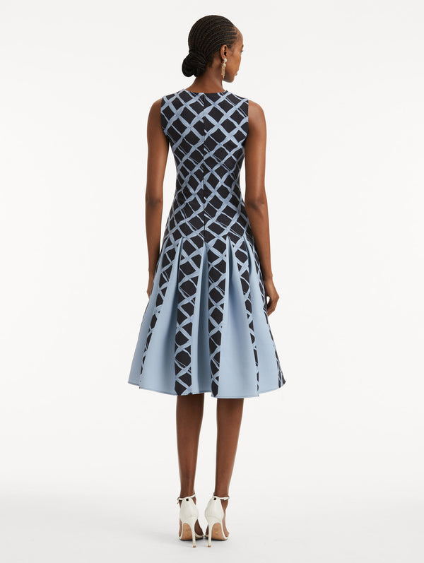 Oscar De La Renta Wavy Plaid Inset Dress