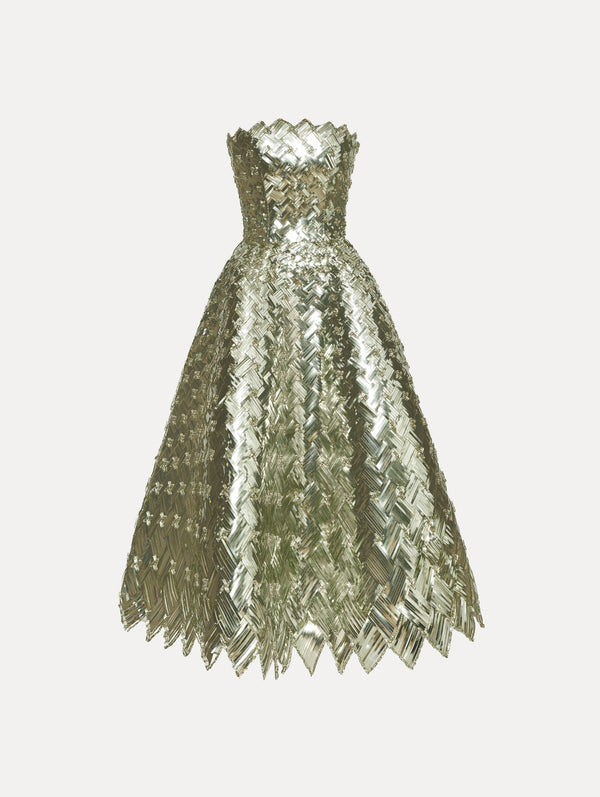 oscar de la renta Woven Sequin Cocktail Dress