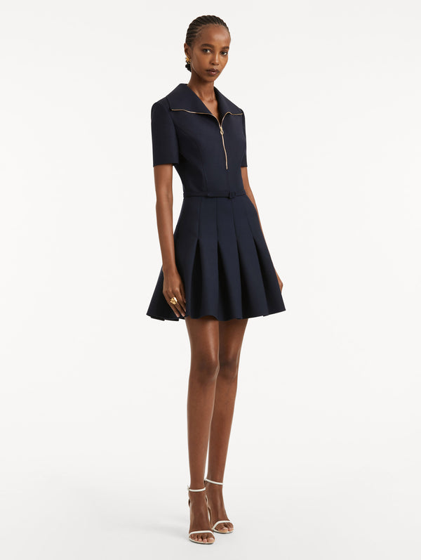 Oscar De La Renta Zipper Collar Mini Dress