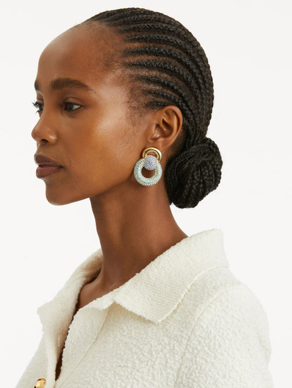 Oscar De La Renta Pavé Sphere Drop Clip-On Earrings