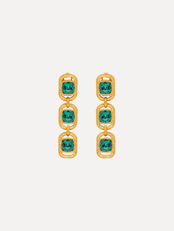 oscar de la renta Rectangle Crystal Triple Drop Earrings