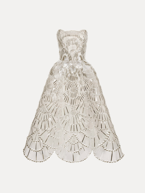 oscar de la renta Sequin & Crystal Scallop Embroidered Gown