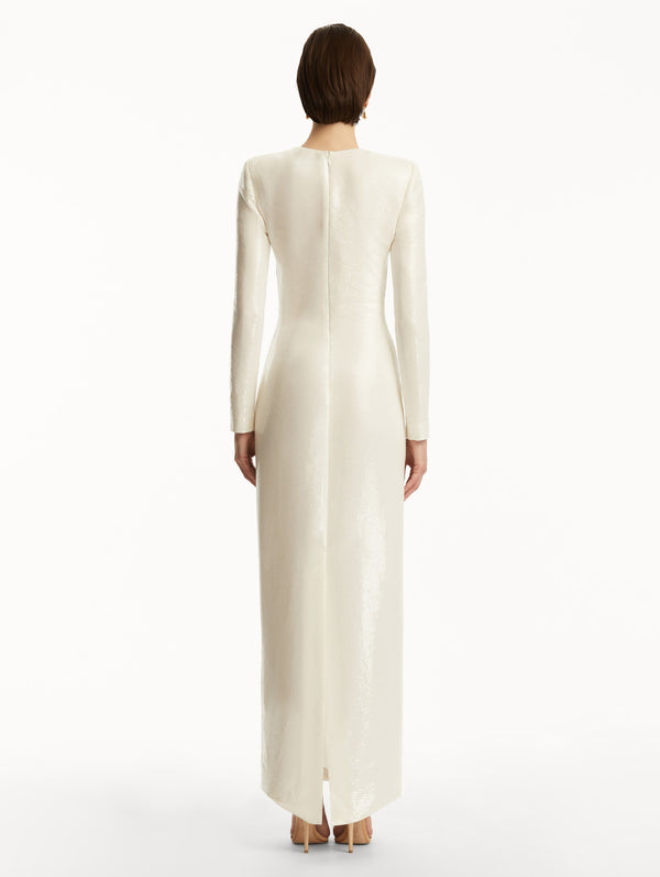 Oscar De La Renta Sequin Jersey Cherry Blossom Gown