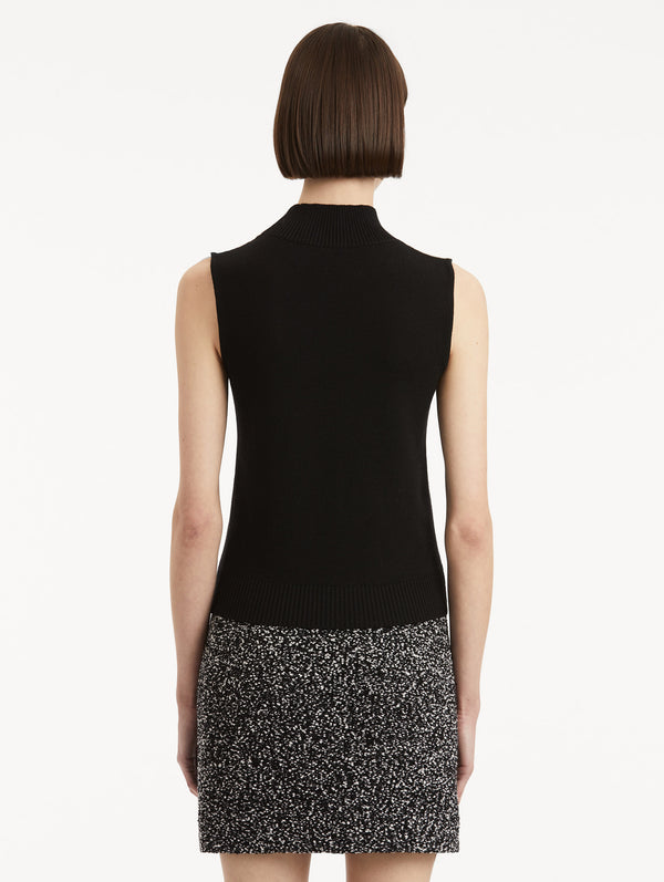 Oscar De La Renta Sleeveless Mock Neck Ribbed Pullover
