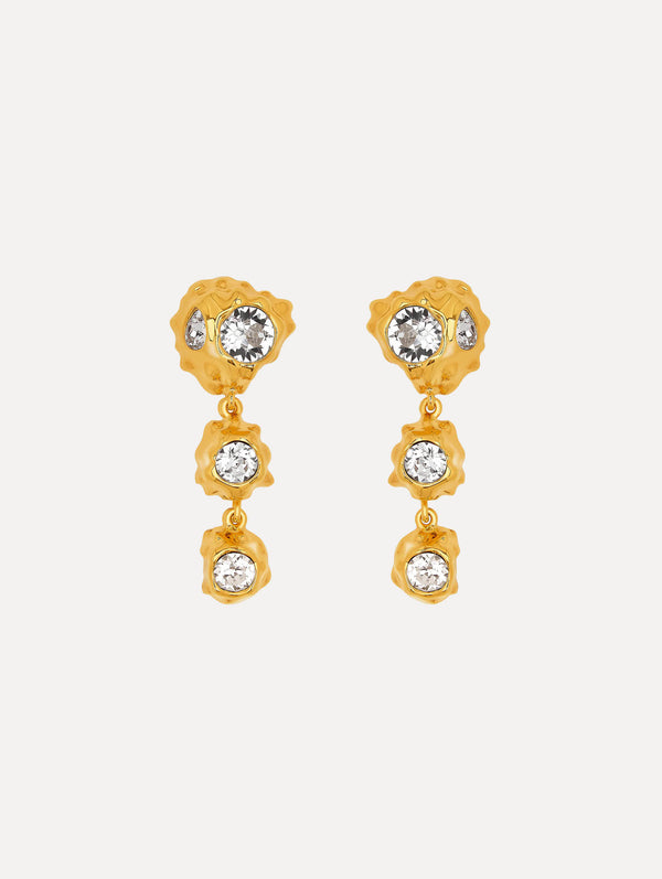 oscar de la renta Textured Metal Triple Drop Earrings
