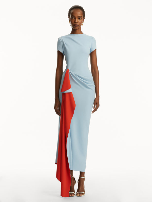 Oscar De La Renta Two-Tone Jersey Asymmetrical Dress