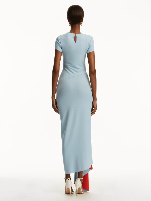 Oscar De La Renta Two-Tone Jersey Asymmetrical Dress