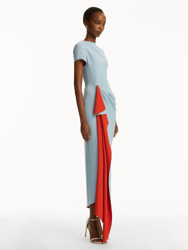 Oscar De La Renta Two-Tone Jersey Asymmetrical Dress
