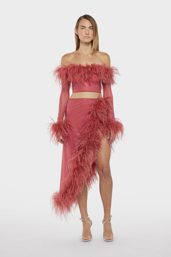 Oséree Lame Plumage Pareo Skirt