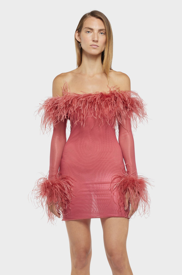 Oséree Lame Plumage Short Dress