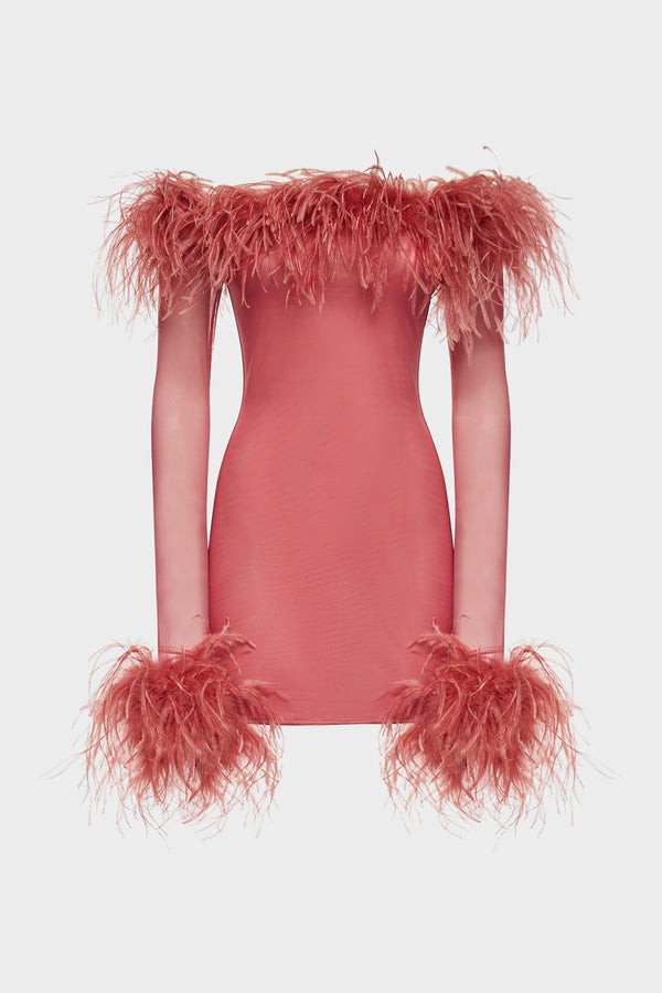 oséree Lame Plumage Short Dress