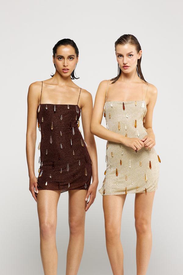 Oséree Lumière Crystal Mini Dress