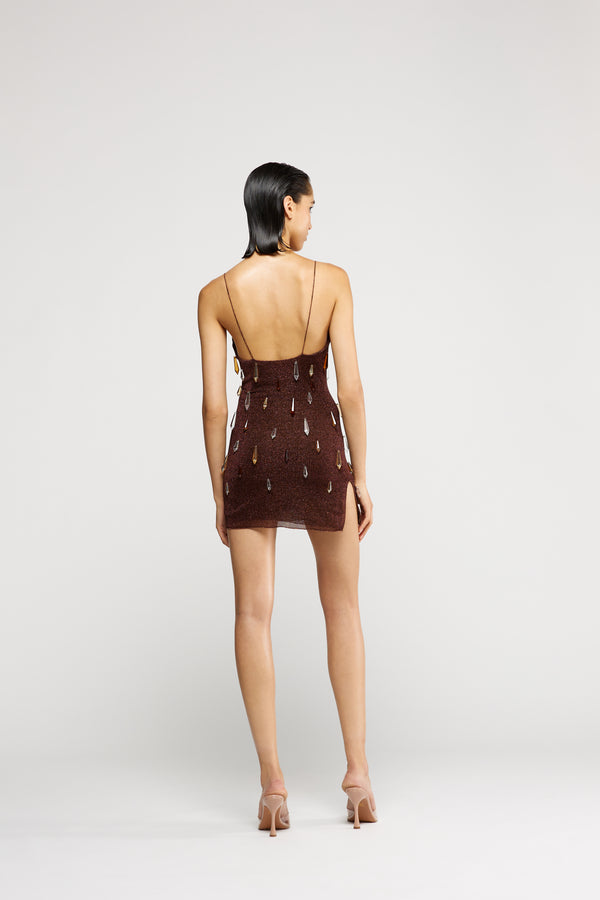 Oséree Lumière Crystal Mini Dress