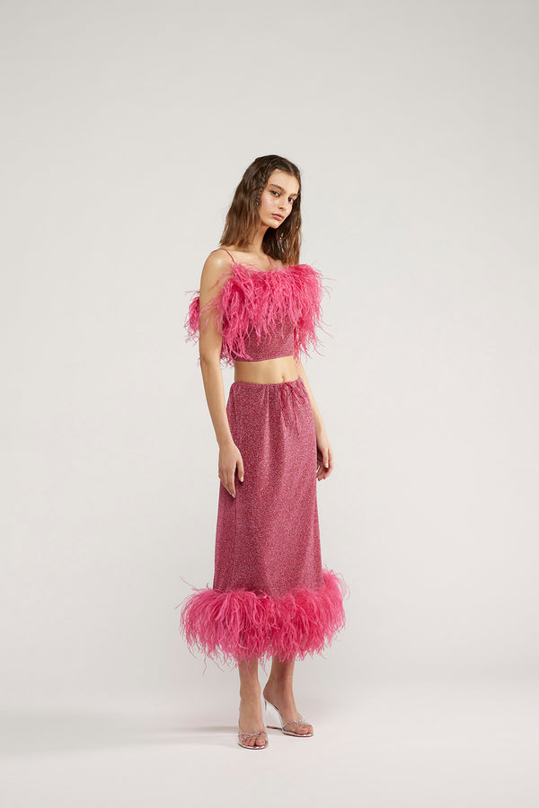 Oséree Lumière Plumage Midi Skirt