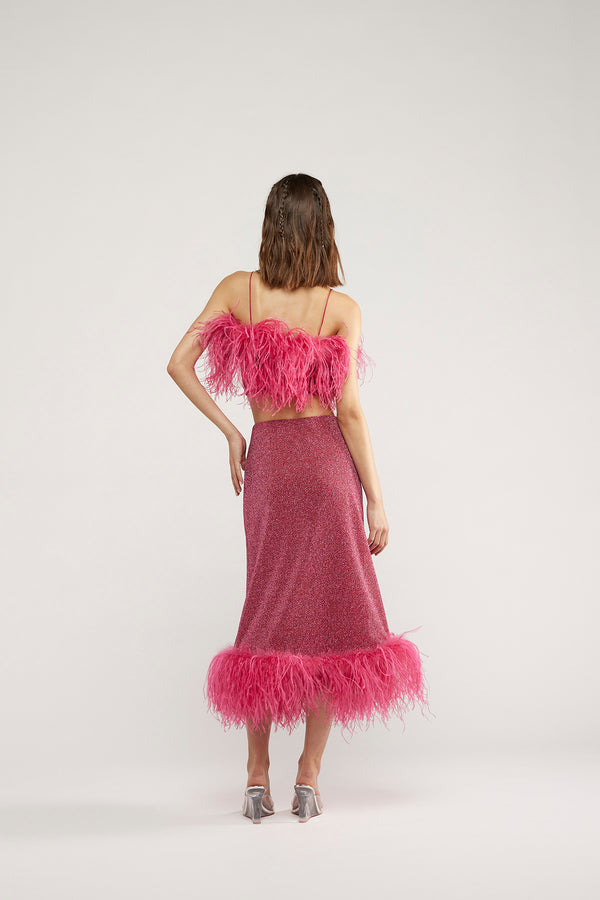 Oséree Lumière Plumage Midi Skirt