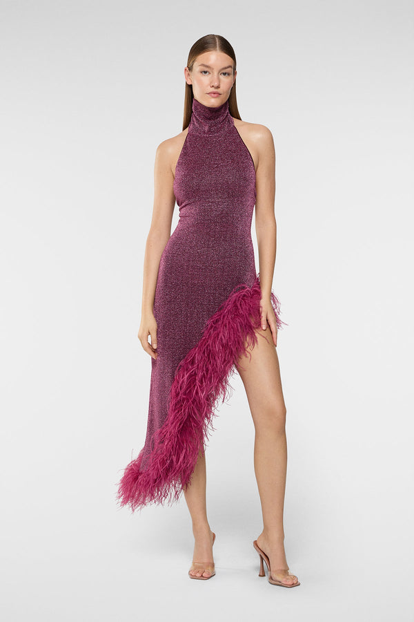 Oséree Lumière Plumage Turtleneck Dress