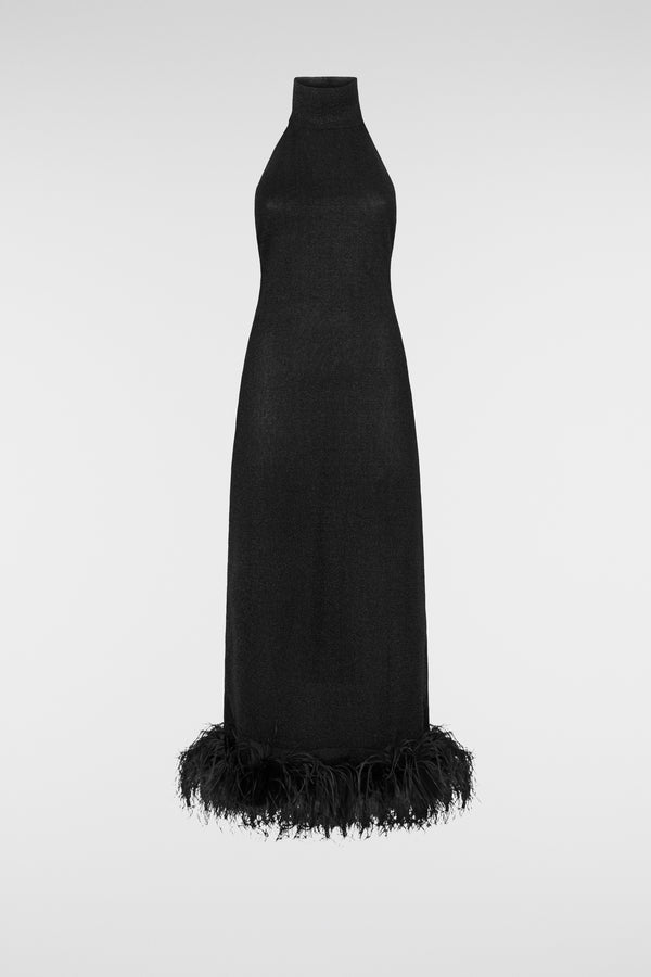 oséree Lumière Plumage Turtleneck Dress