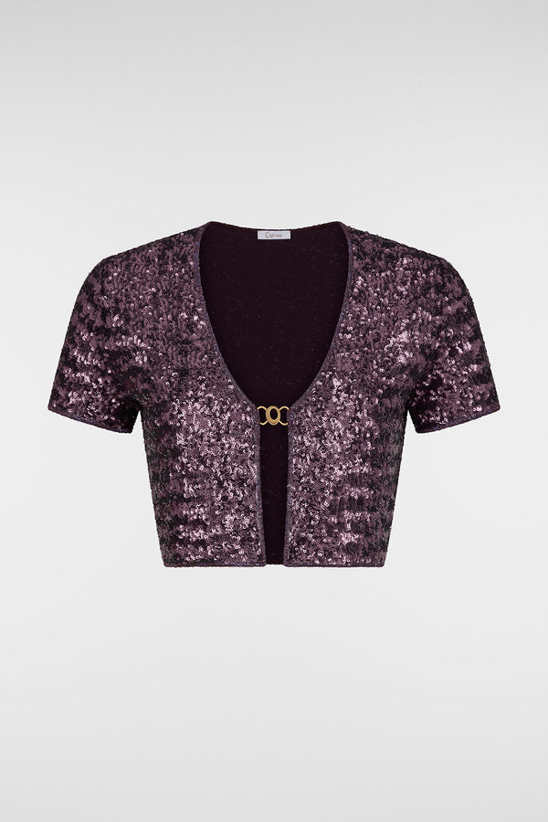 oséree Paillettes Crop Shirt