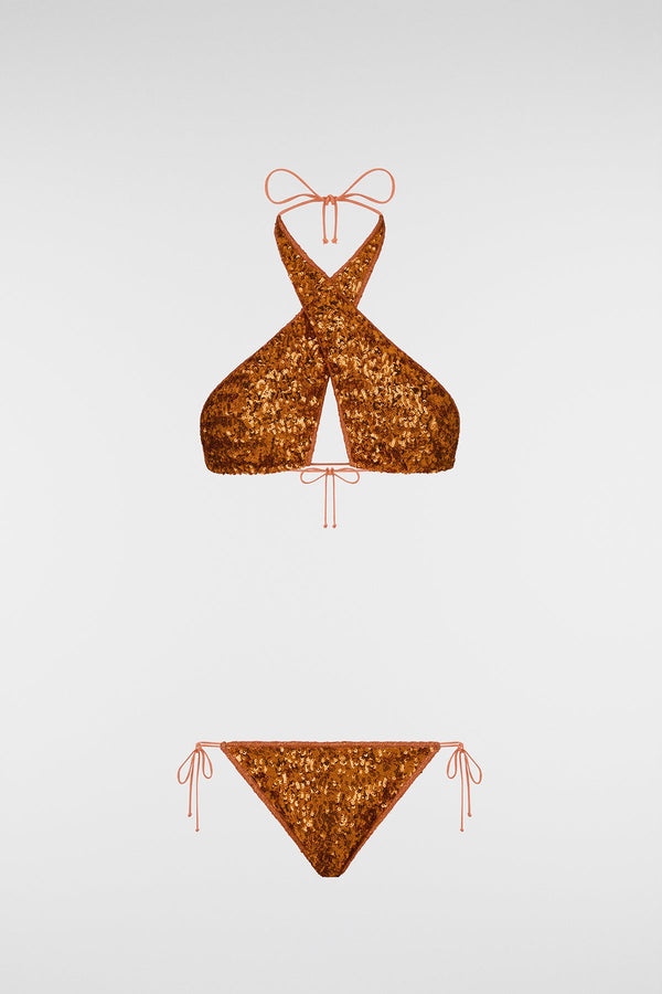 oséree Paillettes Crossed Bikini
