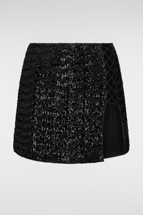 Oséree Paillettes Lacè Mini Skirt