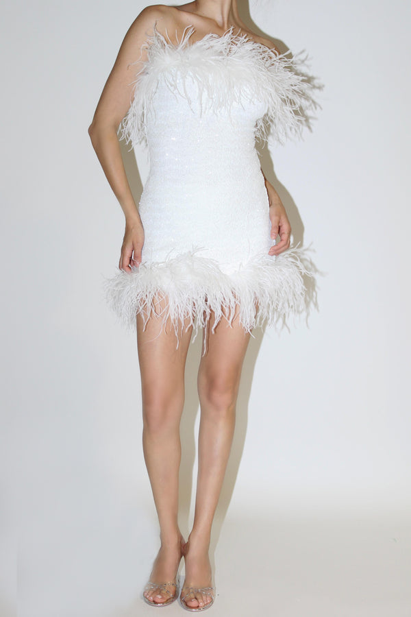 Oséree Paillettes Plumage Mini Dress