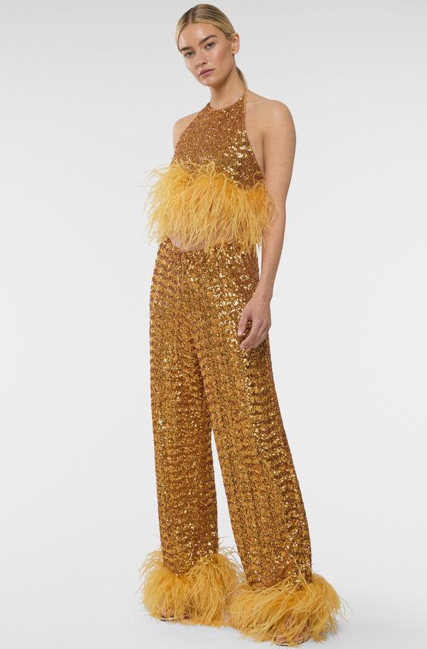 Oséree Paillettes Plumage Pants
