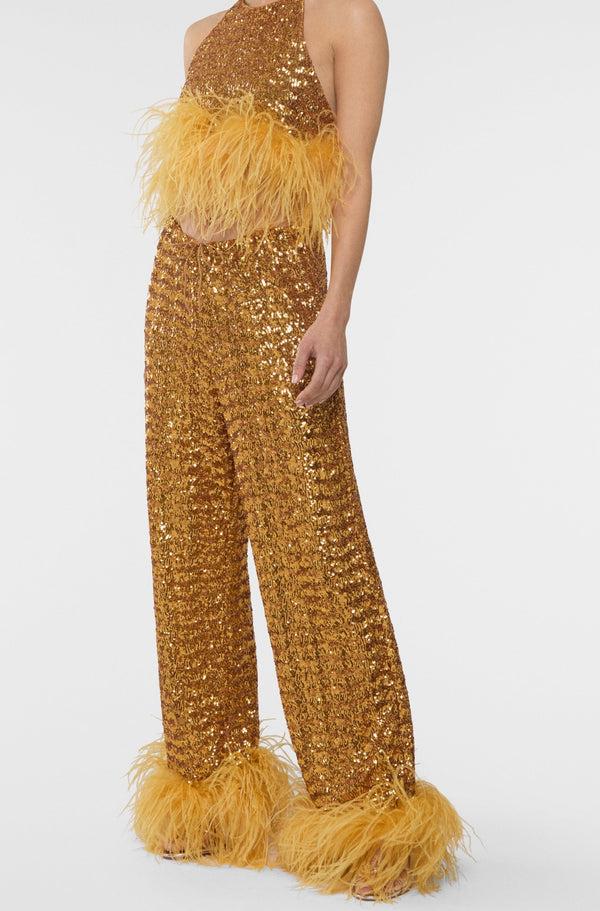 Oséree Paillettes Plumage Pants