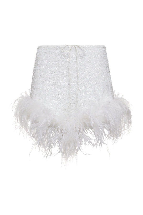 oséree Paillettes Plumage Shorts