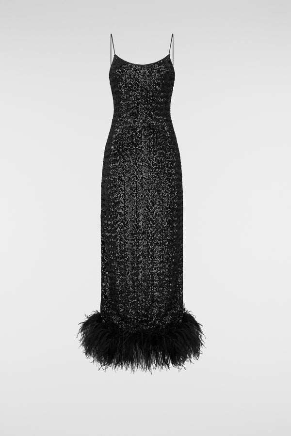 Oséree Paillettes Plumage Slip Dress