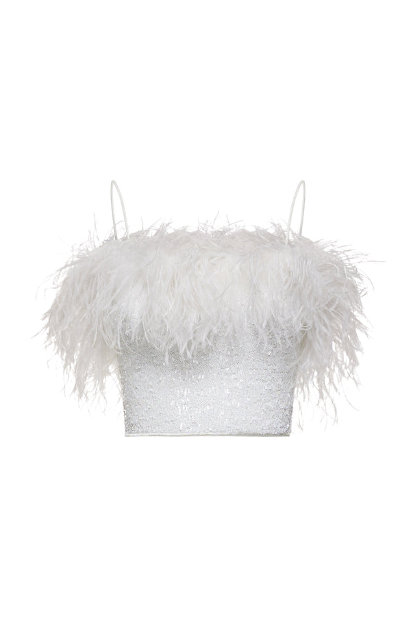 oséree Paillettes Plumage Top