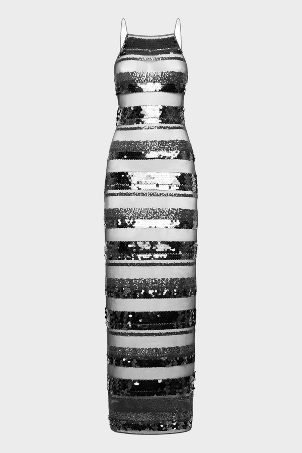 Oséree Sequins Stripe Long Dress