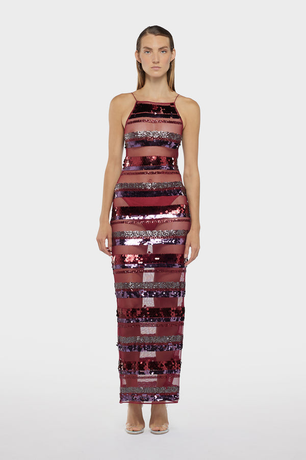 Oséree Sequins Stripe Long Dress