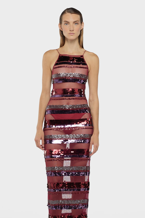 Oséree Sequins Stripe Long Dress